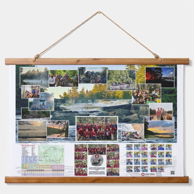 Tapestry of Canoe Trails 2023 Kanadische Reise Wandteppich Mit Holzrahmen (Vorne)