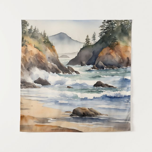 Tapestry Oregon Coast Beach Wasserpark California Wandteppich (Vorderseite)