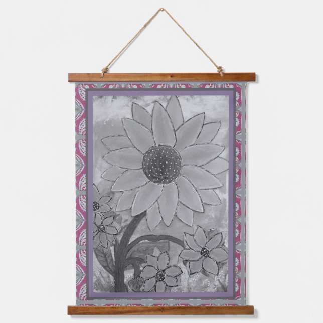 Tapestry - Sunflower Polkadot Center Wandteppich Mit Holzrahmen (Vorderseite)