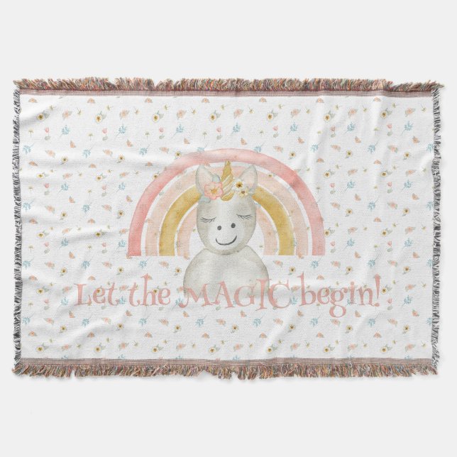 Tapestry Wall Magic Begin Einhorn Regenbogen Kinde Decke (Vorderseite)