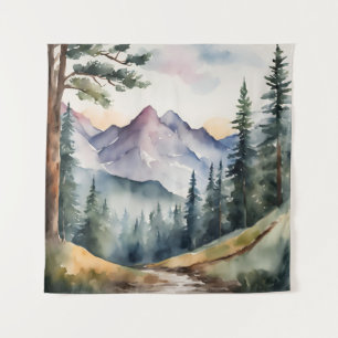 Tapestry Wasserfarbgebirge Bäume fallen Herbst Wandteppich