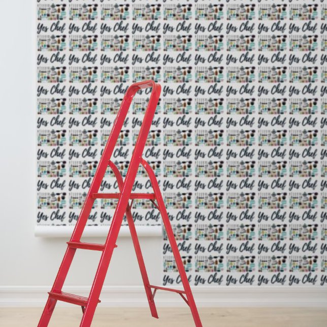 Tapete abziehen und kleben, ja Koch Küchenutensili (Peel and stick wallpaper yes chef kitchen utensils wallpaper)