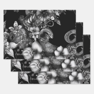 Tapete Dekorative Schwarz-weiße Schlange Geschenkpapier Set