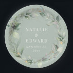 Tapete für Hochzeitsfeiern mit Wasserfarbe Pappteller<br><div class="desc">Die Dekoration der Hochzeitsfeier in Aquarelltönen. Farben können geändert werden. Teil einer eleganten Hochzeitskollektion.</div>