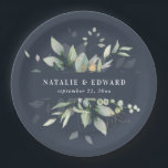 Tapete für Hochzeitsfeiern mit Wasserfarbe Pappteller<br><div class="desc">Die Dekoration der Hochzeitsfeier in Aquarelltönen. Farben können geändert werden. Teil einer eleganten Hochzeitskollektion.</div>