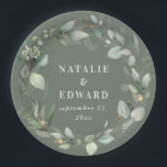 Tapete für Hochzeitsfeiern mit Wasserfarbe Pappteller<br><div class="desc">Die Dekoration der Hochzeitsfeier in Aquarelltönen. Farben können geändert werden. Teil einer eleganten Hochzeitskollektion.</div>