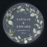 Tapete für Hochzeitsfeiern mit Wasserfarbe Pappteller<br><div class="desc">Die Dekoration der Hochzeitsfeier in Aquarelltönen. Farben können geändert werden. Teil einer eleganten Hochzeitskollektion.</div>