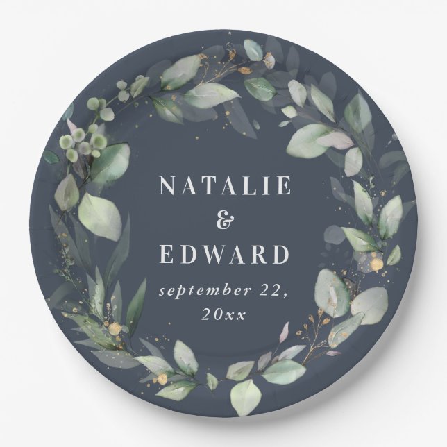 Tapete für Hochzeitsfeiern mit Wasserfarbe Pappteller (Vorderseite)