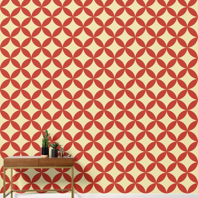 Tapete im Retro-Design, rot-gelb-60er (Korridor)