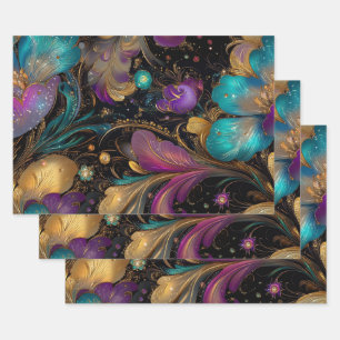 Tapete Intrigate Blumen Lila Geschenkpapier Set
