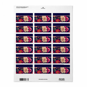 Tapete mit Blumenmuster Adressaufkleber