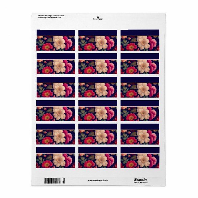 Tapete mit Blumenmuster Adressaufkleber (Vorne)