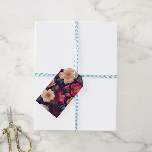 Tapete mit Blumenmuster Geschenkanhänger (Mit Garn)