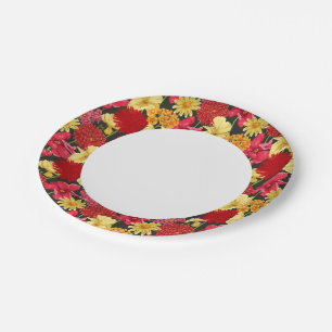 Tapete mit Blumenmuster im Aquarell-Stil Pappteller