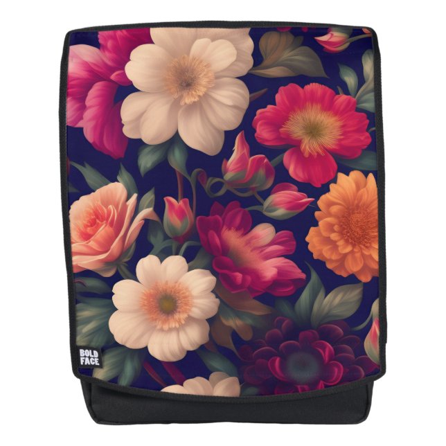 Tapete mit Blumenmuster Rucksack (Vorderseite)