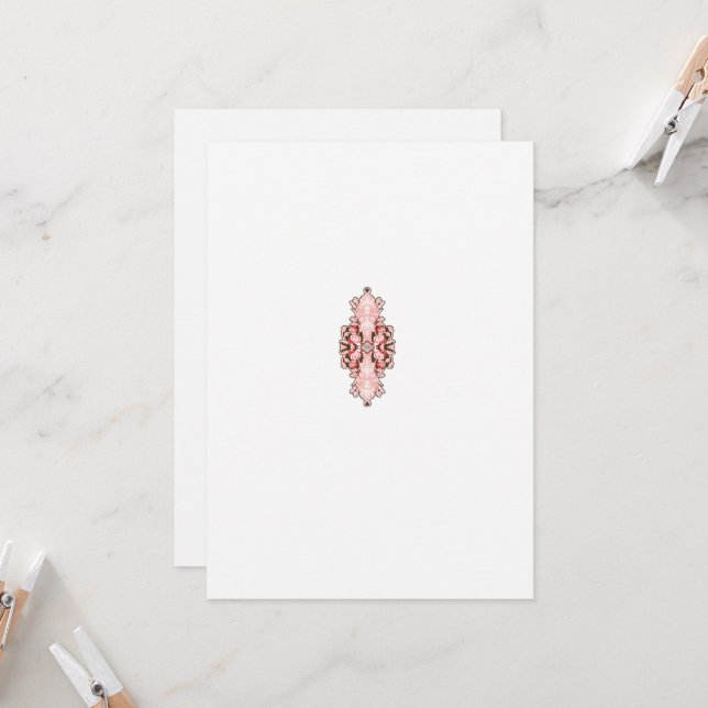 Tapete mit Innendekoration, rote Blume, weißer Hin Einladung (Vorderseite/Rückseite Beispiel)