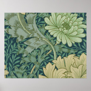 Tapetenmusterprobe mit Chrysantheme Poster
