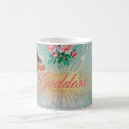 Tapetenrosa-Rosen-Tasse der Göttin Vintage Kaffeetasse
