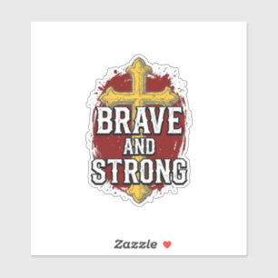 Tapfer und Stark Vintage Kreuz Shirt Design_1 Aufkleber