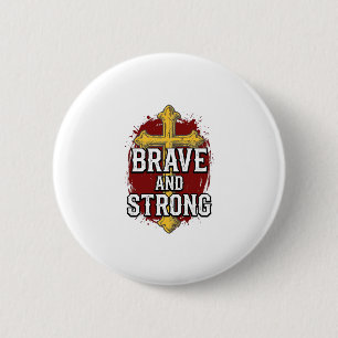 Tapfer und Stark Vintage Kreuz Shirt Design_1 Button