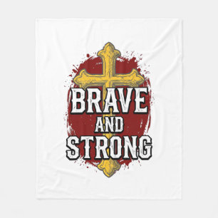 Tapfer und Stark Vintage Kreuz Shirt Design_1 Fleecedecke
