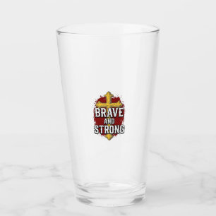 Tapfer und Stark Vintage Kreuz Shirt Design_1 Glas