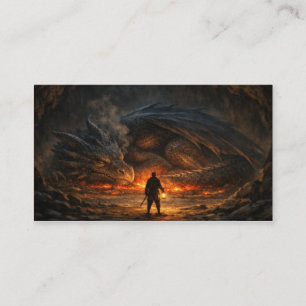 Tapfere Figur vor schlafendem Drachen Visitenkarte