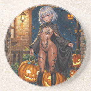 Tapfere Halloween-Mädchen Süßes oder Saures Körper Getränkeuntersetzer