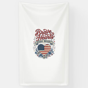 Tapfere Herzen Patriotisches Vintage-Blumen-Shirt- Banner