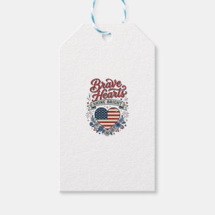 Tapfere Herzen Patriotisches Vintage-Blumen-Shirt- Geschenkanhänger
