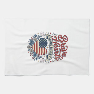 Tapfere Herzen Patriotisches Vintage-Blumen-Shirt- Geschirrtuch