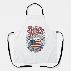 Tapfere Herzen Patriotisches Vintage-Blumen-Shirt- Schürze