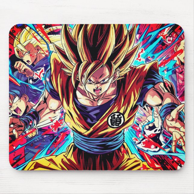 Tapferer Anime-Held-Junge auf Computer-Laptop Mousepad (Vorne)