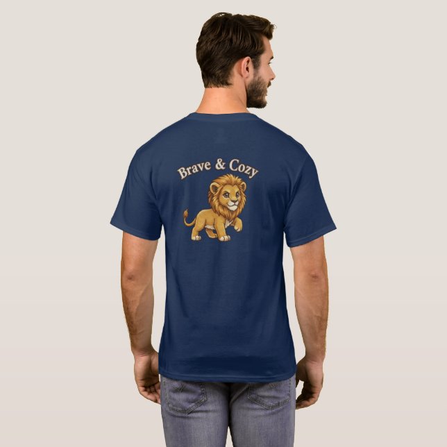 Tapferer & Gemütlicher Niedlicher Löwenjunge  T-Shirt (Schwarz voll)