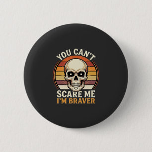 Tapferer Halloween-Totenkopf Retro-Horror-Design_1 Button