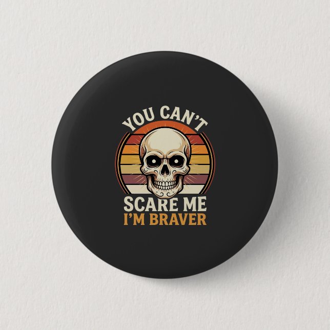 Tapferer Halloween-Totenkopf Retro-Horror-Design_1 Button (Vorderseite)