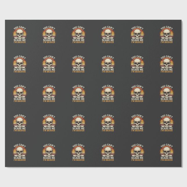 Tapferer Halloween-Totenkopf Retro-Horror-Design_1 Geschenkpapier (Flach)
