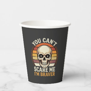 Tapferer Halloween-Totenkopf Retro-Horror-Design_1 Pappbecher