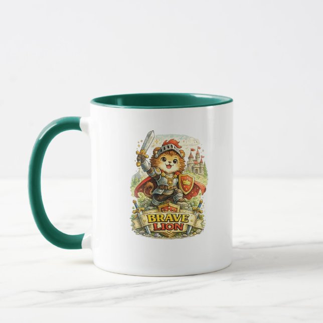 Tapferer Löwenritter Süße Fantasy-Kaffeetasse Tasse (Links)