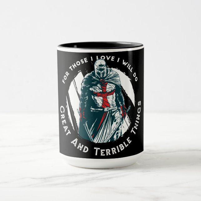 Tapferer Ritter Zitat Design Tasse (Zentrum)