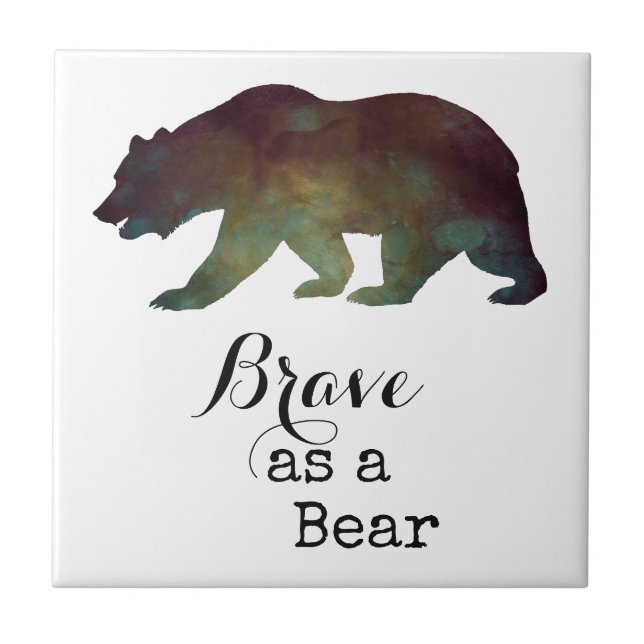 Tapferkeit als Bärenfarben-Typografie Fliese (Vorderseite)