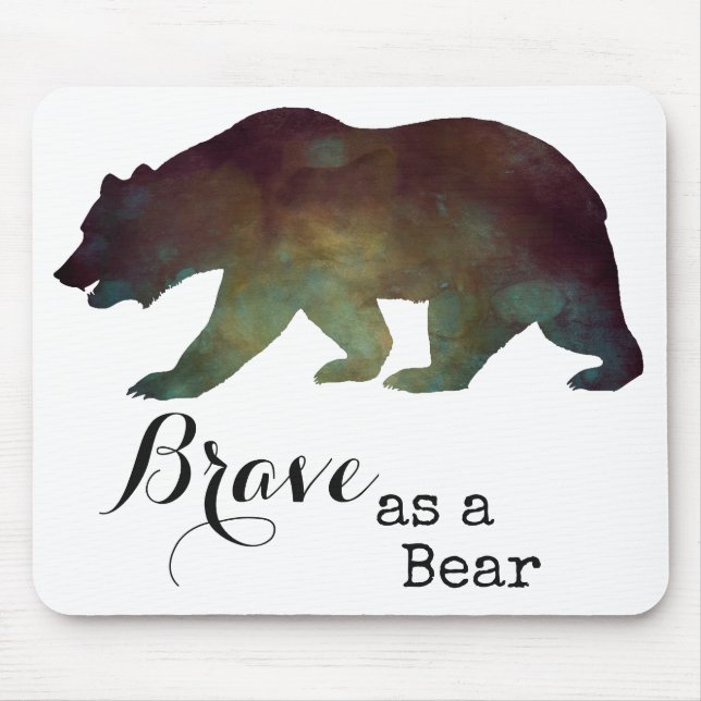 Tapferkeit als Bärenfarben-Typografie Mousepad (Vorne)