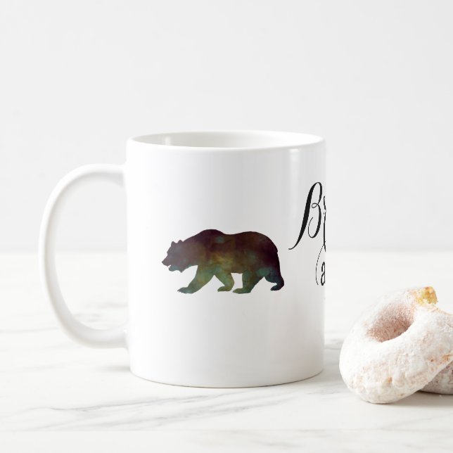 Tapferkeit als Bärenfarben-Typografie Tasse (Mit Donut)