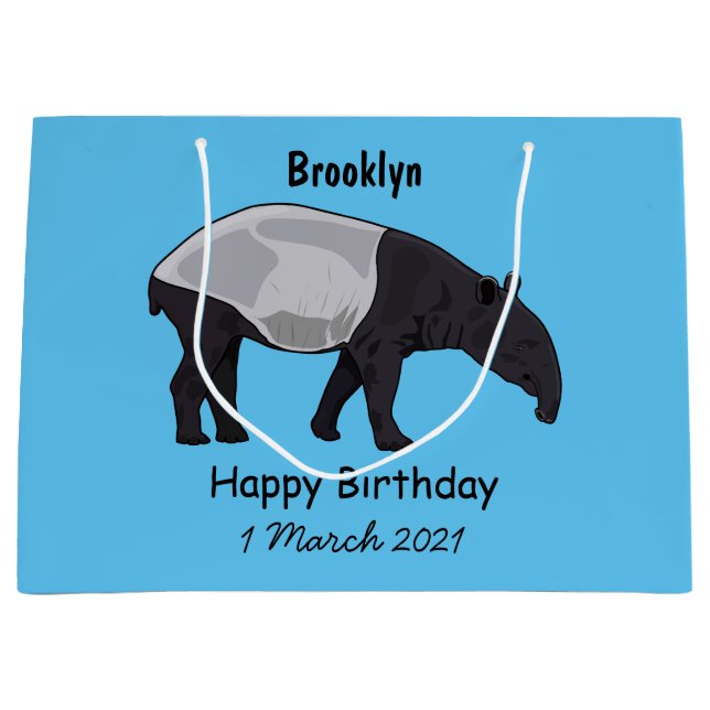 Tapir-Cartoon-Abbildung Große Geschenktüte (Vorderseite)