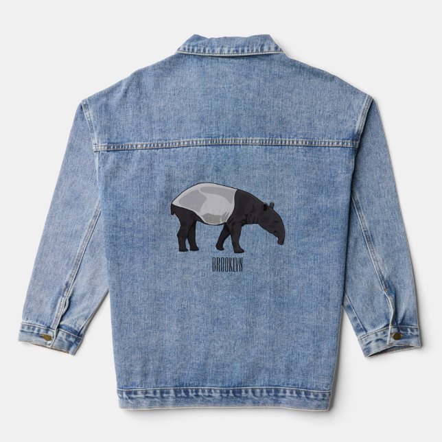 Tapir-Cartoon-Abbildung Jeansjacke (Rückseite)
