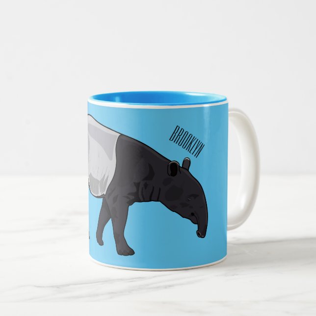 Tapir-Cartoon-Abbildung Zweifarbige Tasse (VorderseiteRechts)