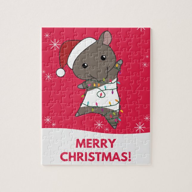 Tapir Christmas Tapire Winter Animals Jigsaw Puzzl Puzzle (Vertikal)