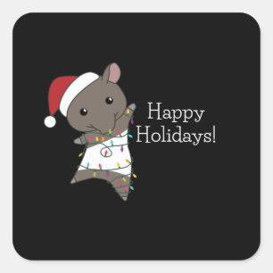 Tapir Christmas Tapire Winter Quadratischer Aufkleber