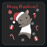 Tapir Christmas Tapire Winter Quadratischer Aufkleber<br><div class="desc">The tapir for Christmas with fairy lights. Funny animals with ohrts and snow for the holidays. Also funny for Christmas in July. Tapire Cute animals and perfect for Christmas.</div>