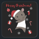 Tapir Christmas Tapire Winter Quadratischer Aufkleber<br><div class="desc">The tapir for Christmas with fairy lights. Funny animals with ohrts and snow for the holidays. Also funny for Christmas in July. Tapire Cute animals and perfect for Christmas.</div>